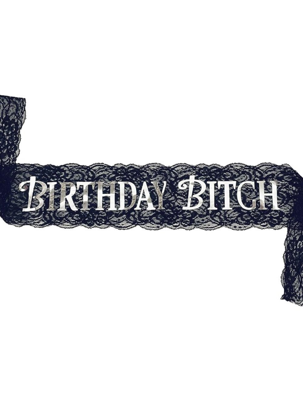 Birthday Bitch Sash for Girls Black Lace Satin Birthday Girl Sash with Silver Gl